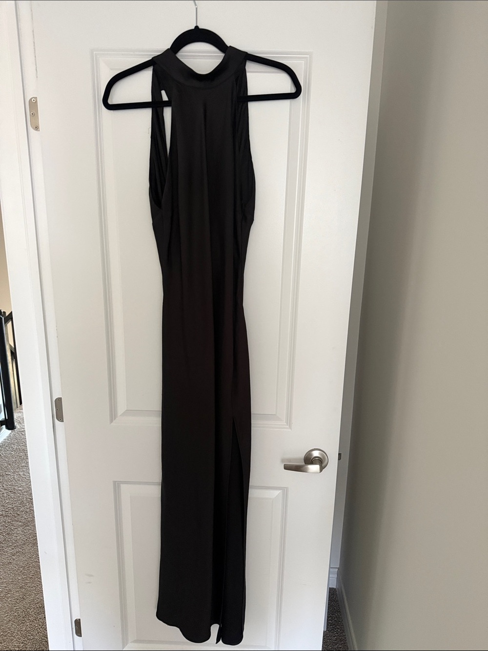 Dynamite Black Halter-Neck Maxi Dress with Side Slit
